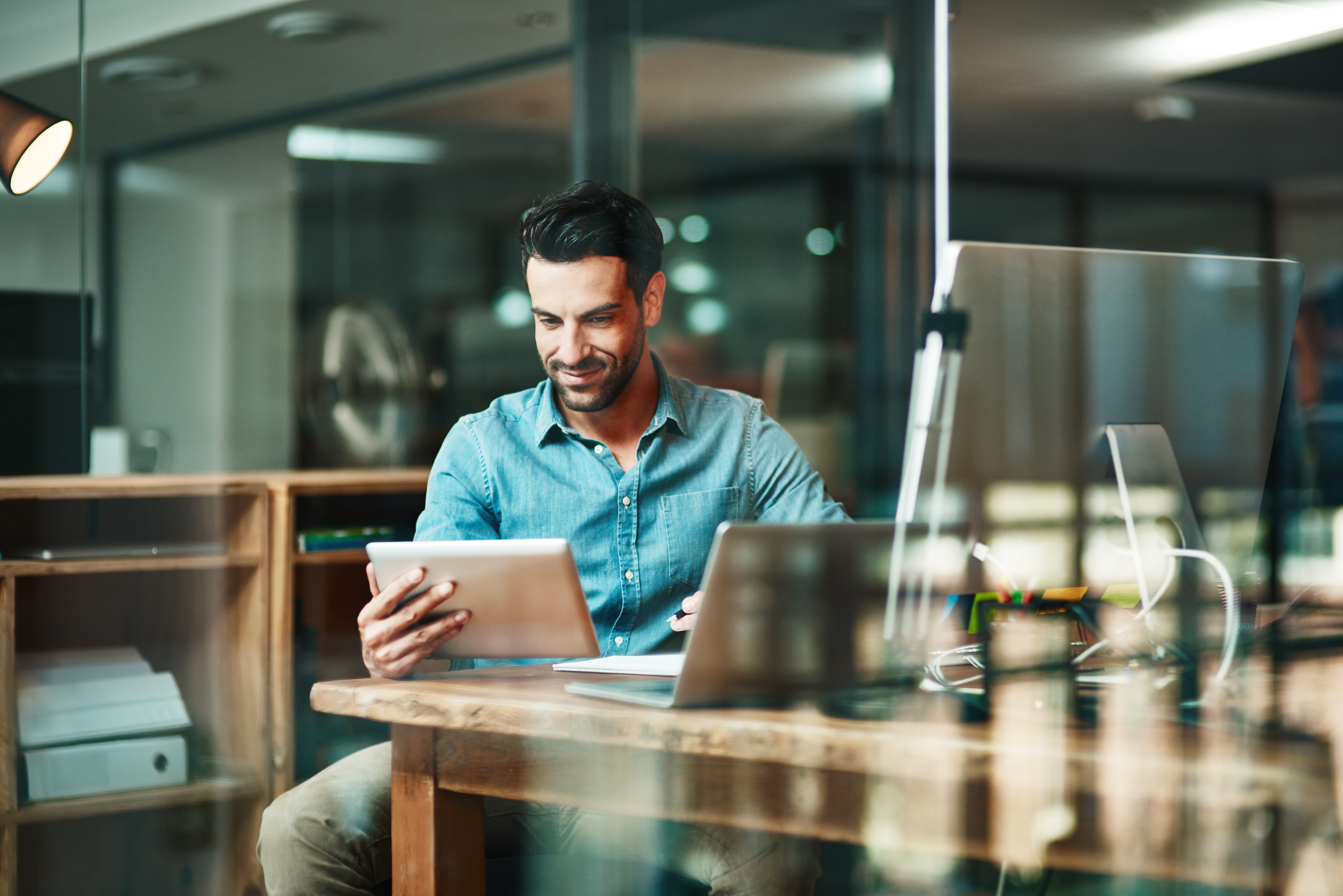 man working from home