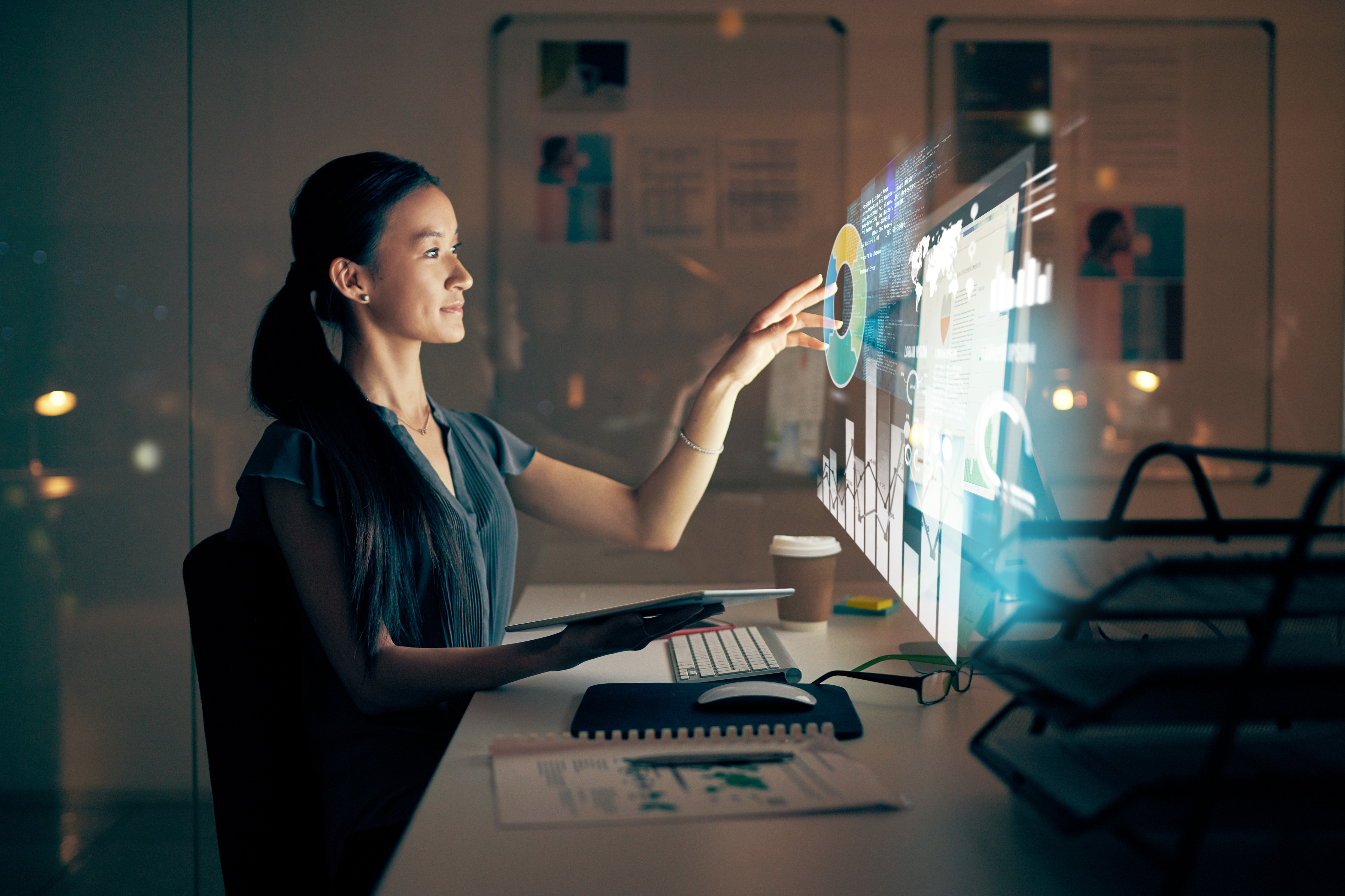 person using a very advanced computer