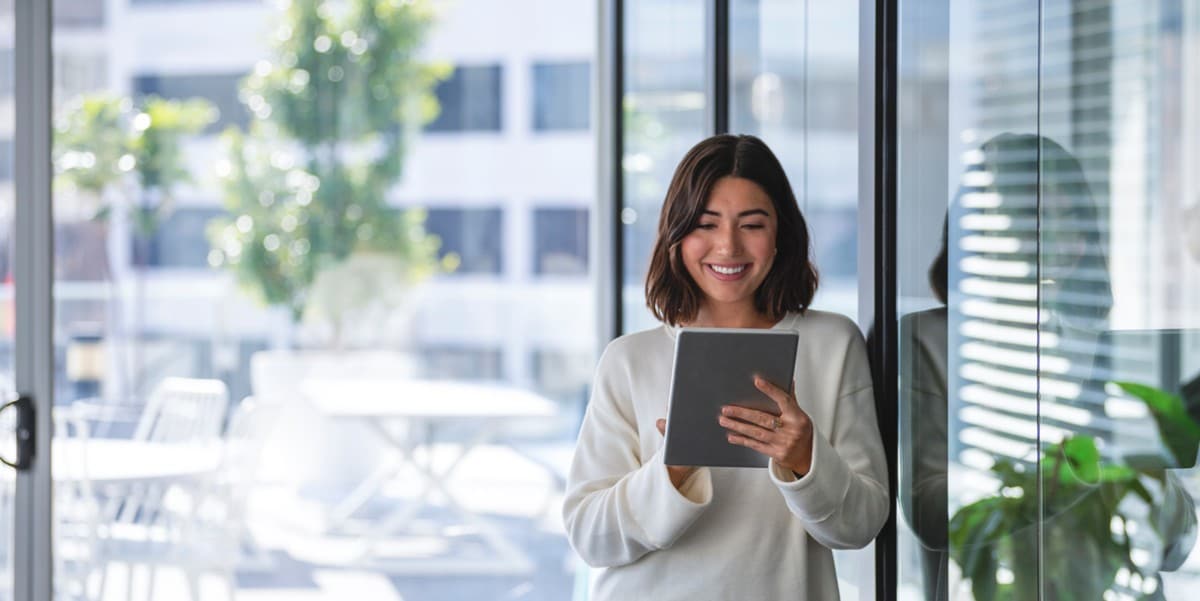 woman using tablet
