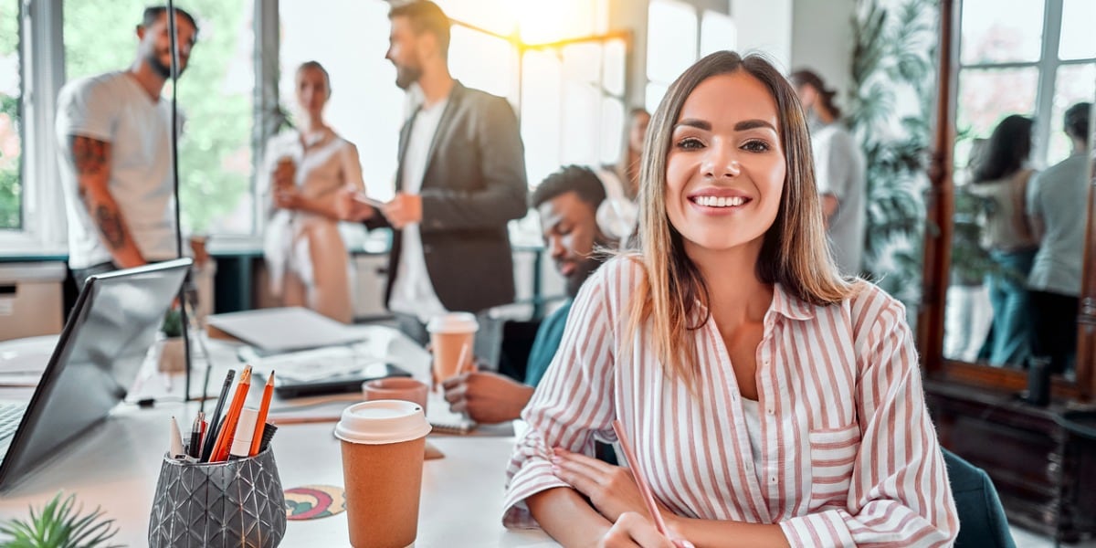 businesswoman smiling in office