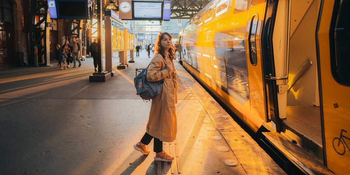 traveler waiting to get on a train