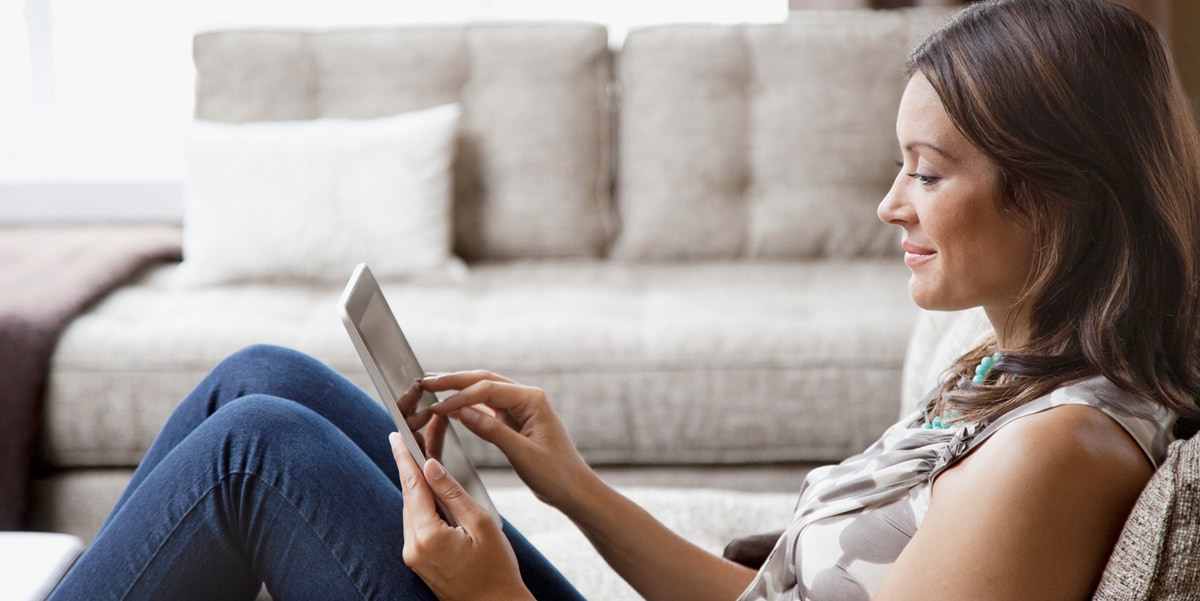 woman using tablet